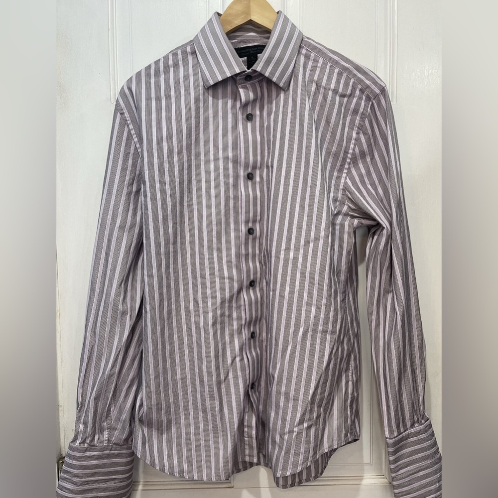 Express Design Studio Premium Woven Cotten French Cuff Dress Shirt Men's Size M